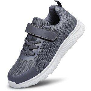 🆕Kids Dark Grey Lightweight Breathable Athletic Running Tennis Fitness Sneakers